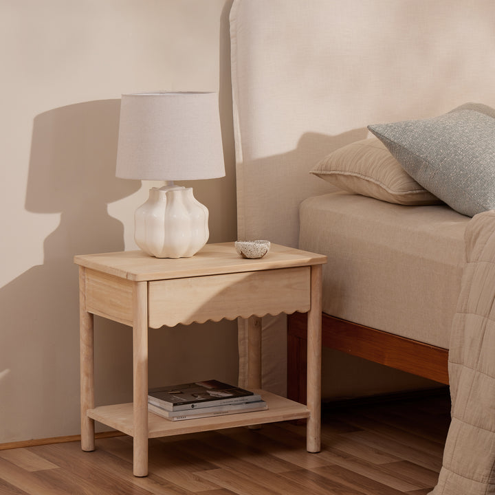Darcy 1 Drawer Whitewash Bedside Table - Madras Link