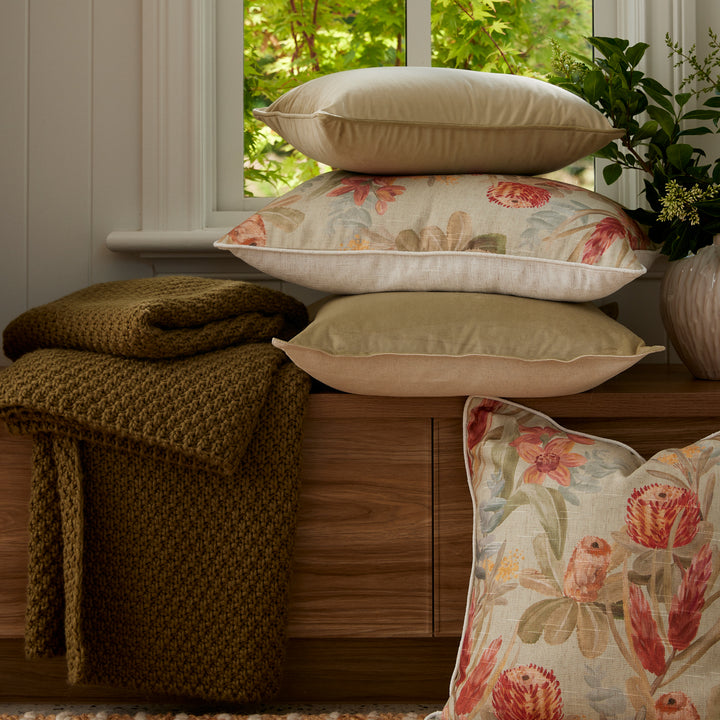 Mira Velvet Eucalyptus Lumbar Cushion - Madras Link