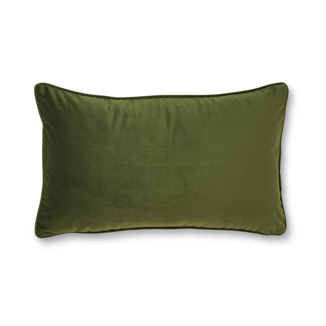 Mira Velvet Lumbar Cushion - Olive - Madras Link