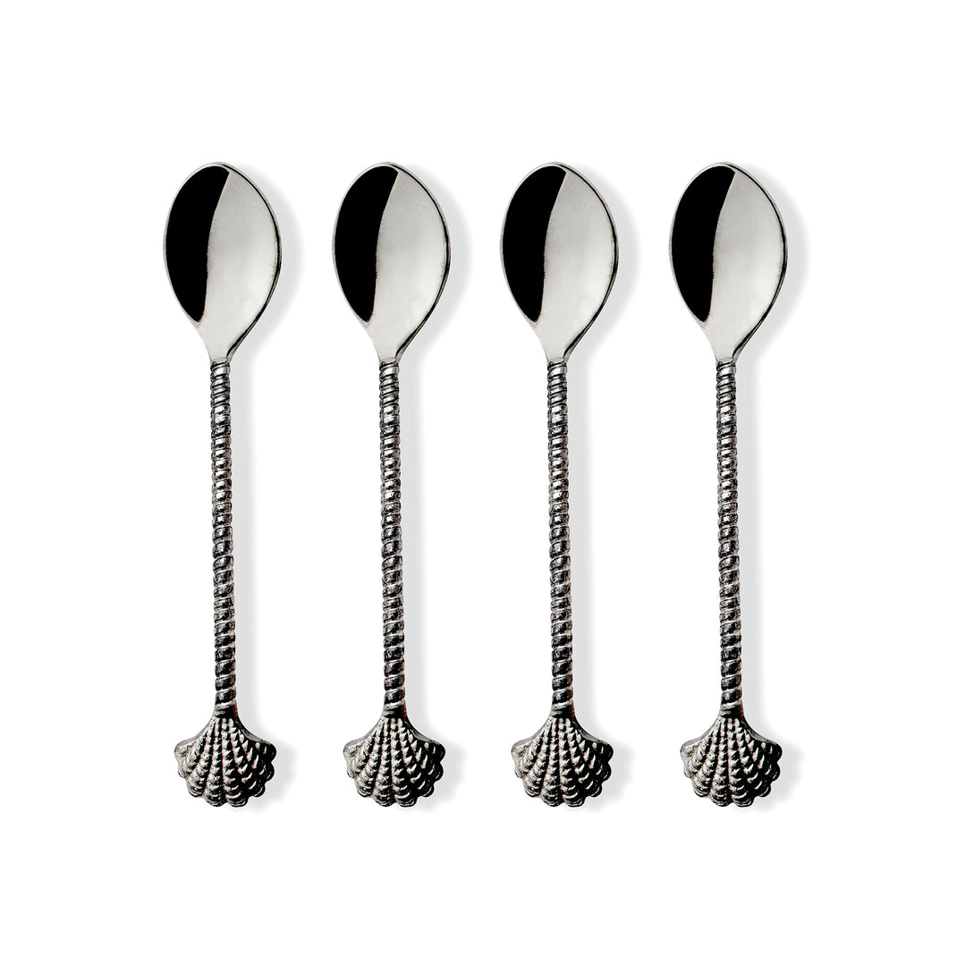 Scallop Shell Silver Spoon - Set of 4 - Madras Link