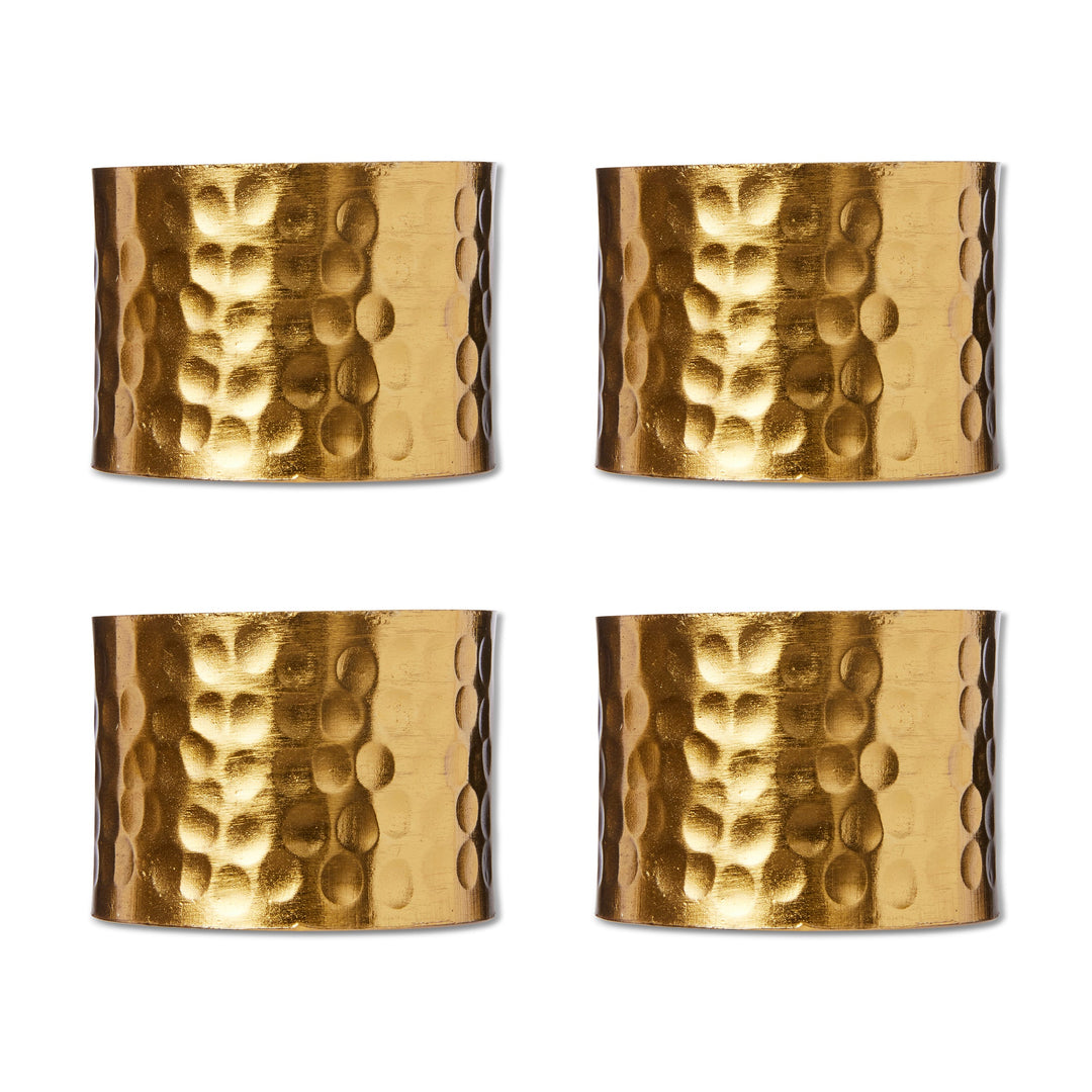 Alma Gold Beaten Napkin Ring Set Of 4