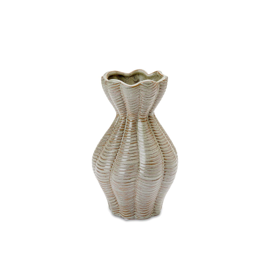 Lucy Green Ribbed Vase - Short