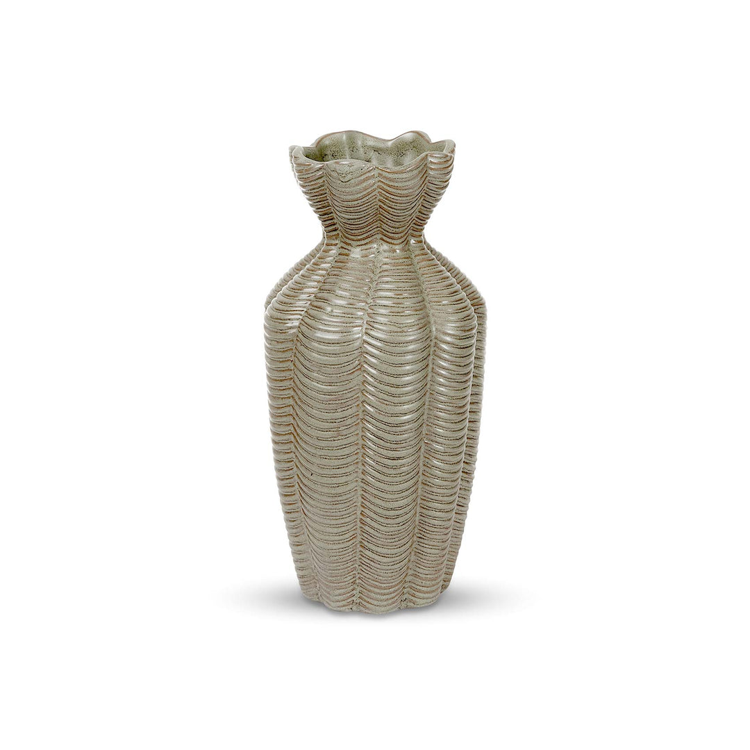 Lucy Green Ribbed Vase - Tall