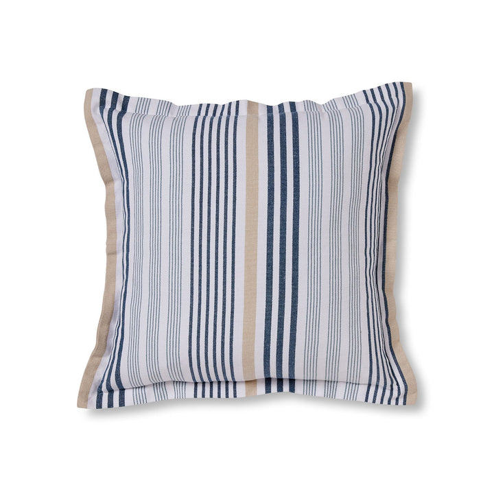 Cape Cod Blue/Taupe Stripe Cushion - Madras Link