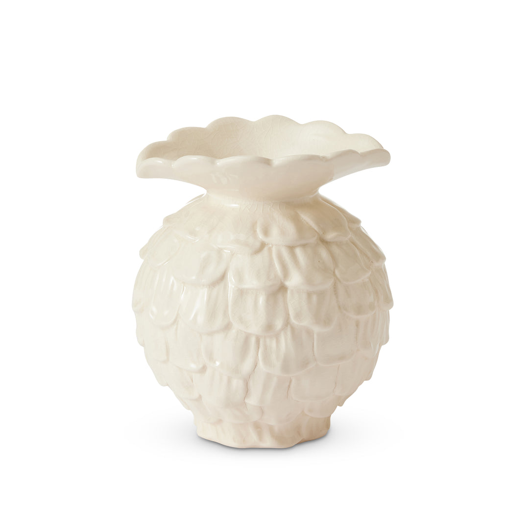 Maui White Crackle Vase Small