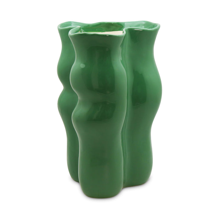 August Wavy Green Vase