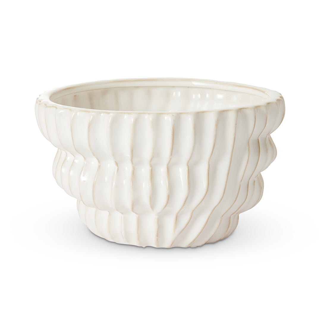 Somerset Ribbed White Planter - Madras Link