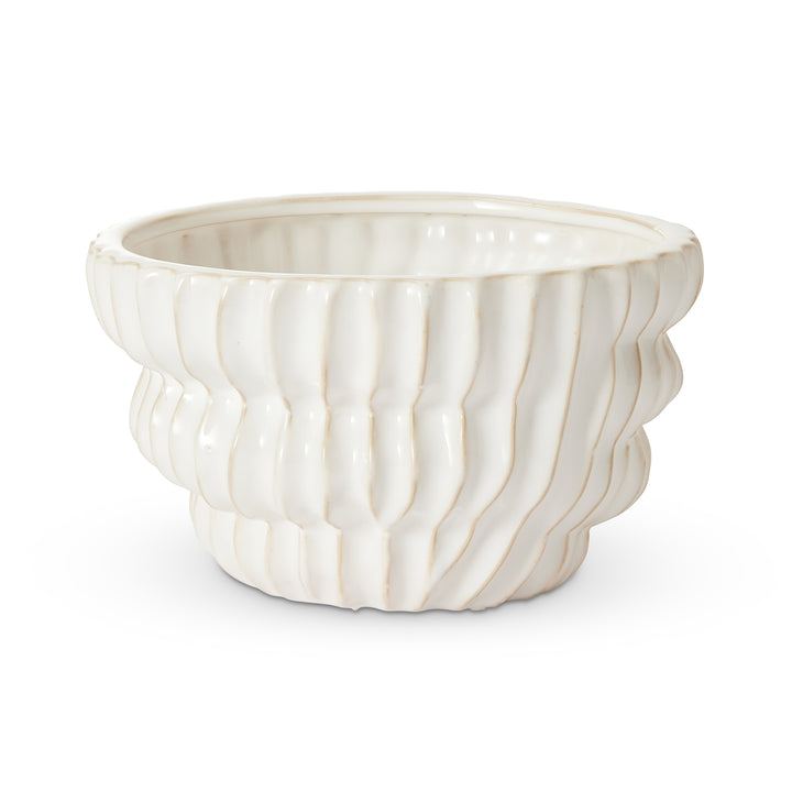 Somerset Ribbed White Planter - Madras Link
