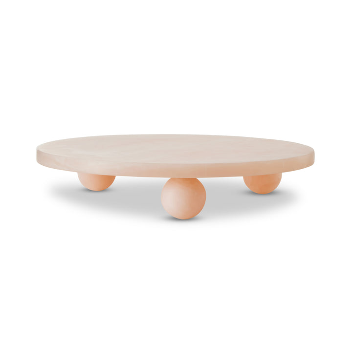 Aries Pink Resin Round Footed Platter - Madras Link