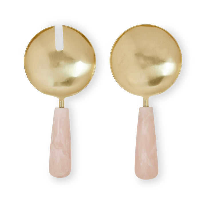 Aries Pink/Gold Resin Salad Server Set - Madras Link