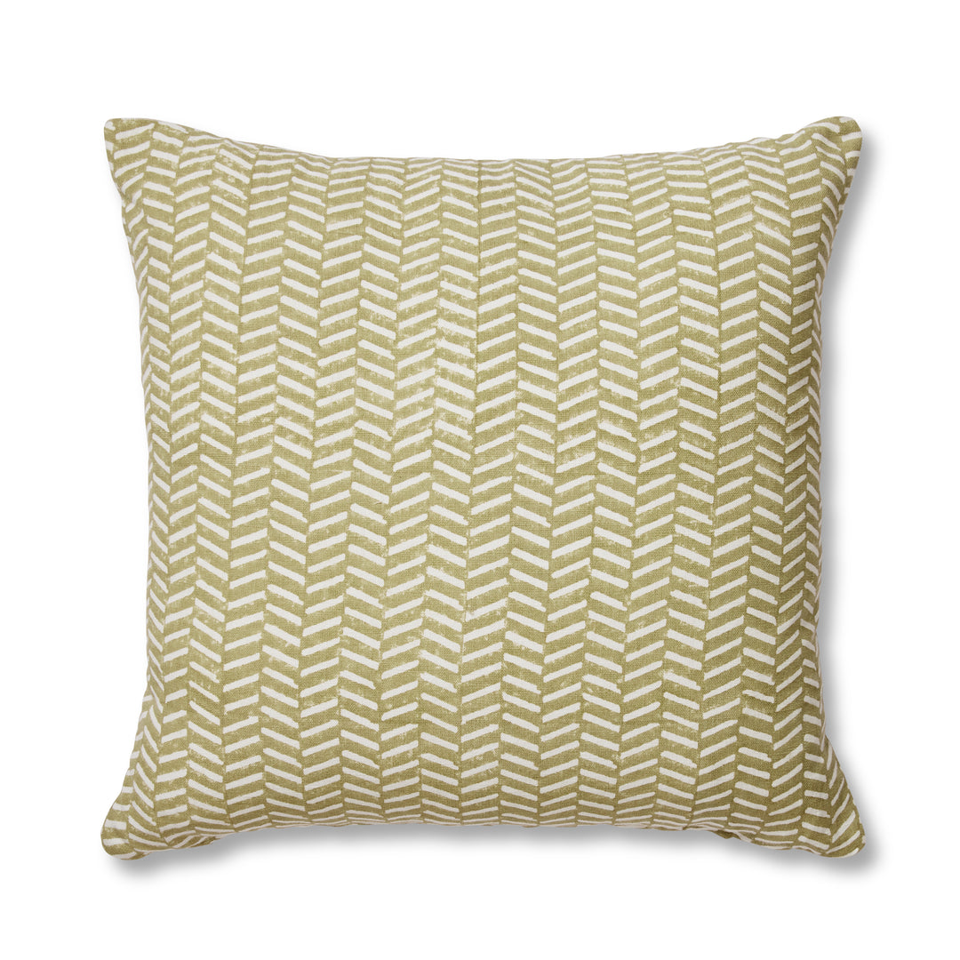 Kyra Green Block Print Cushion - Madras Link