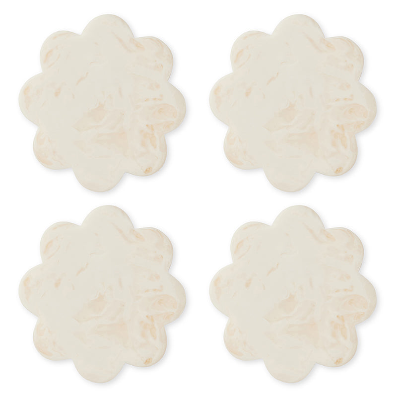 Aries Cream Resin Scallop Coaster Set of 4 - Madras Link