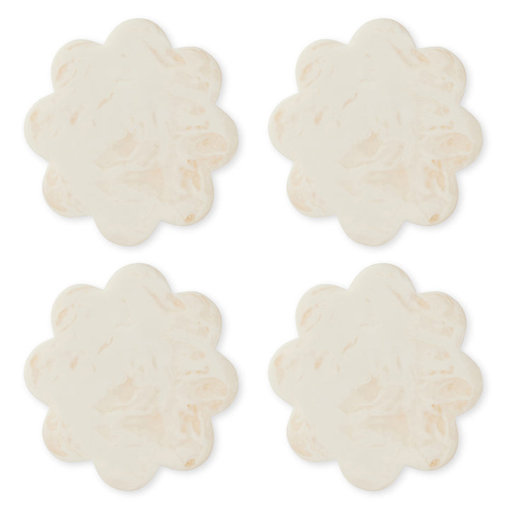 Aries Cream Resin Scallop Coaster Set of 4 - Madras Link