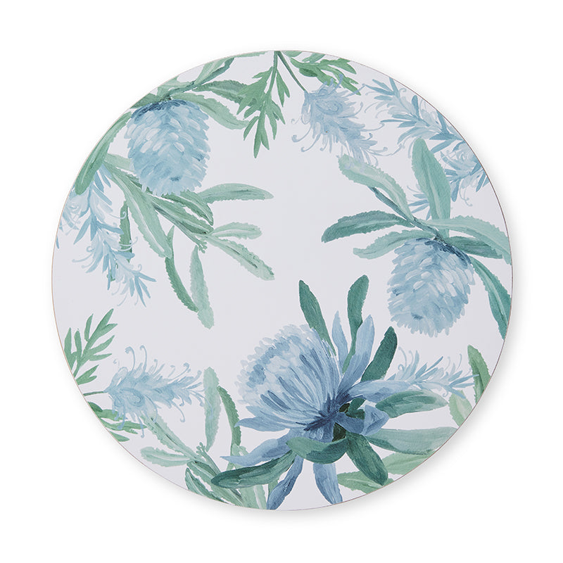 Moama Blue Round Placemat Set of 4 - Madras Link
