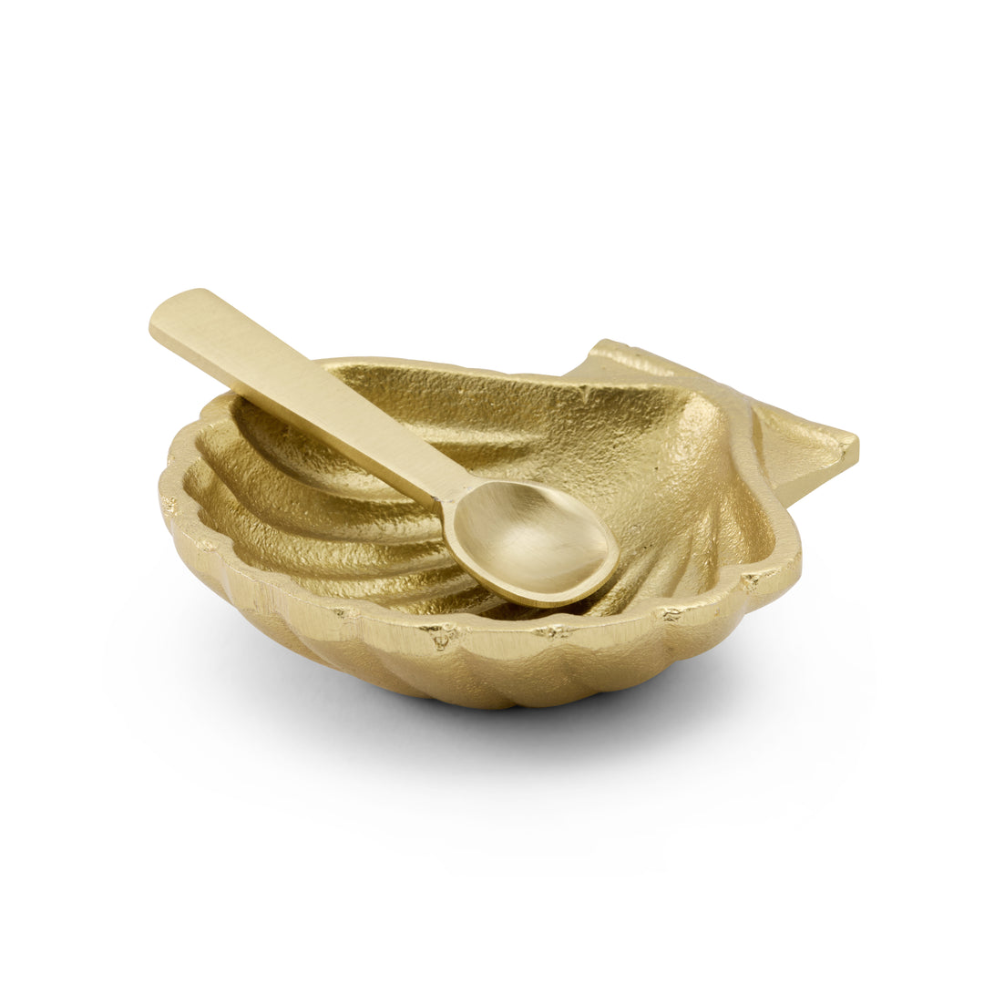 Scallop Gold Salt Dish and Spoon - Madras Link