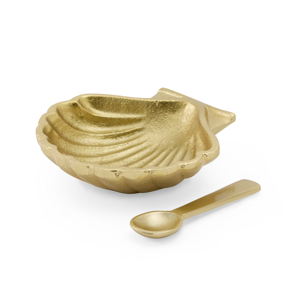 Scallop Gold Salt Dish and Spoon - Madras Link