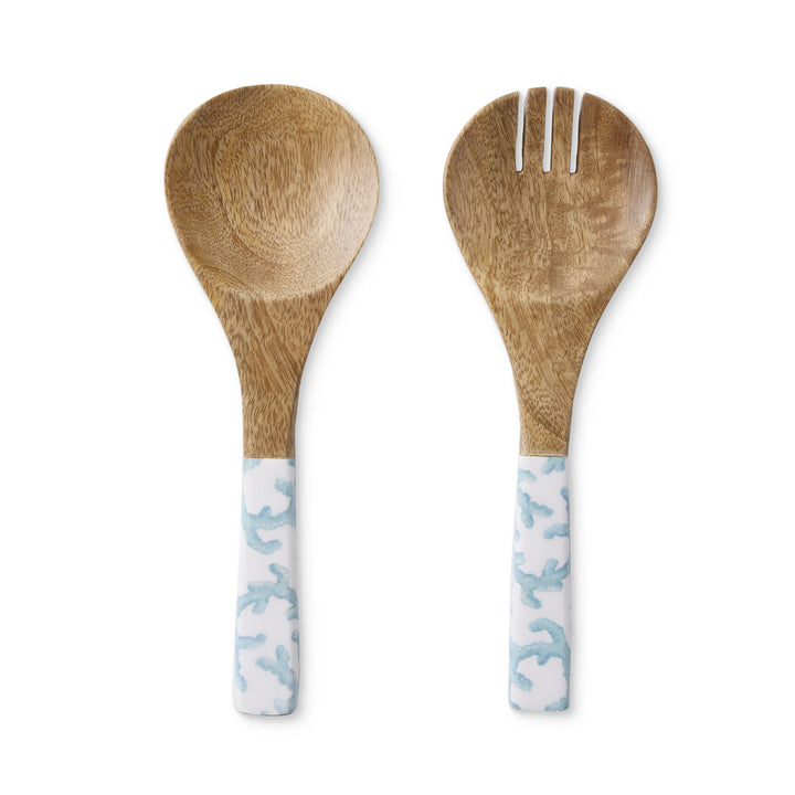 Hayman Coral Blue Salad Servers - Madras Link