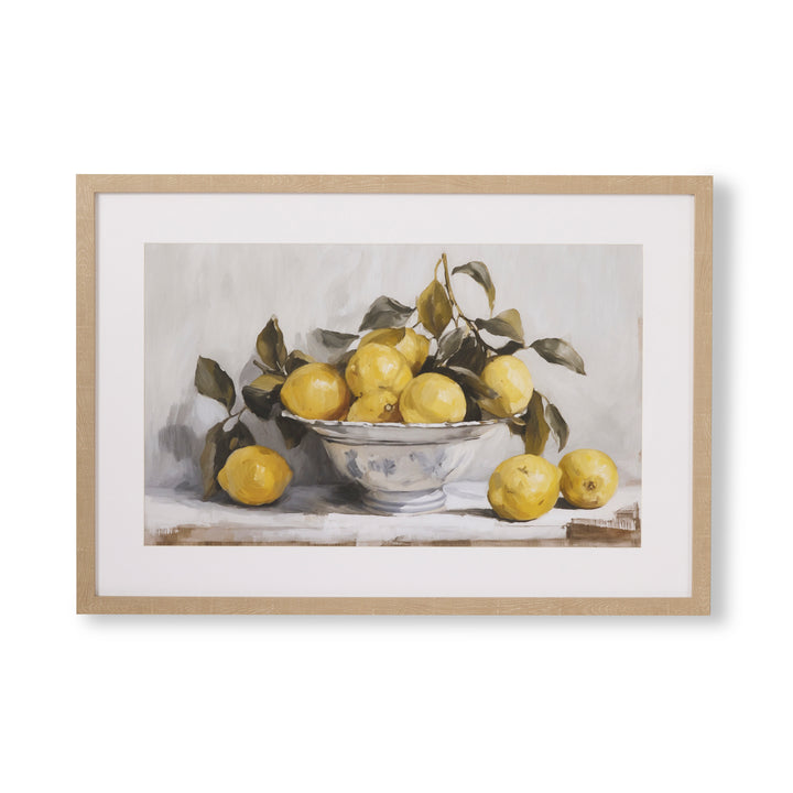 Lemon Bowl Still Life Framed Print - Madras Link