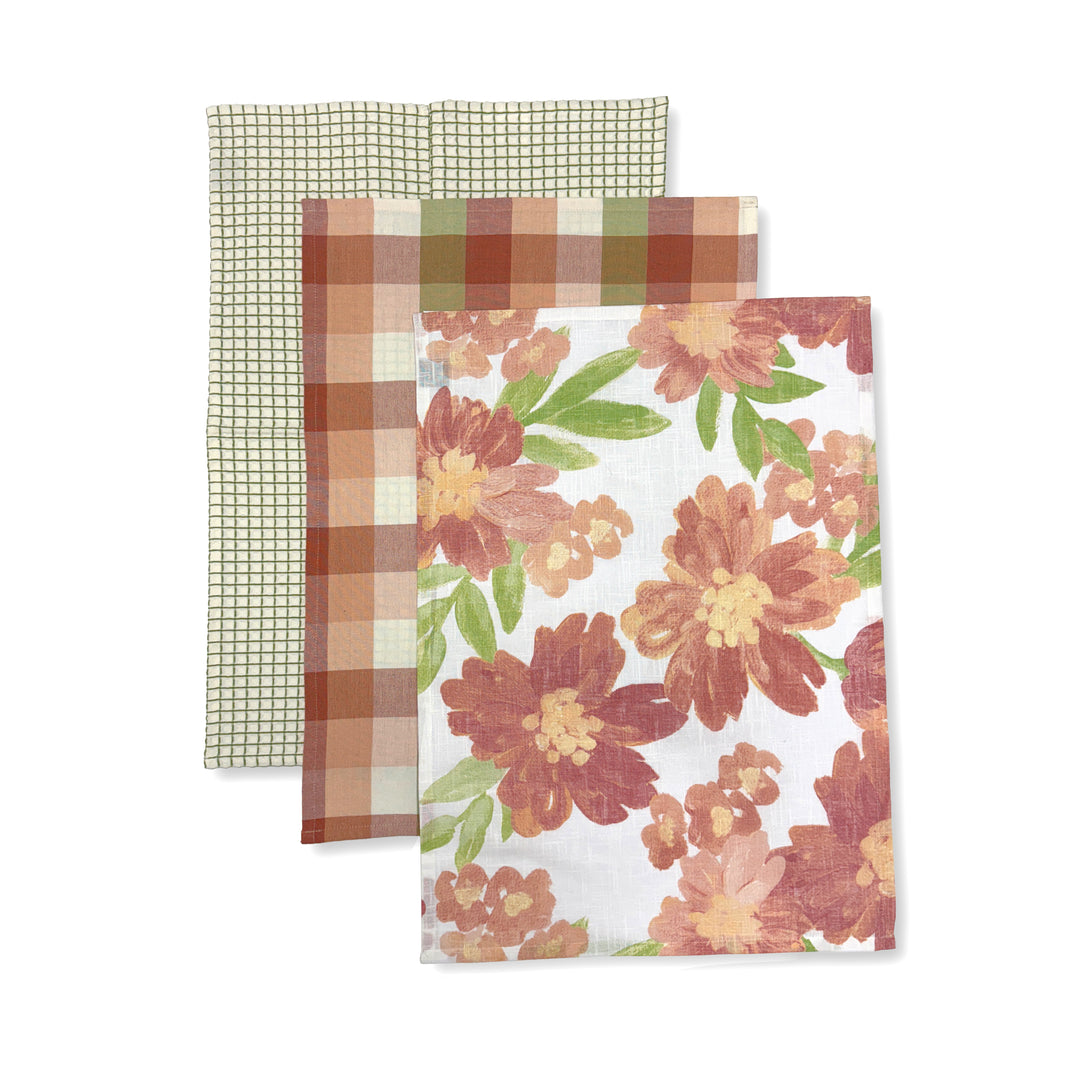 Rosie Large Floral Teatowel Pack of 3 - Madras Link