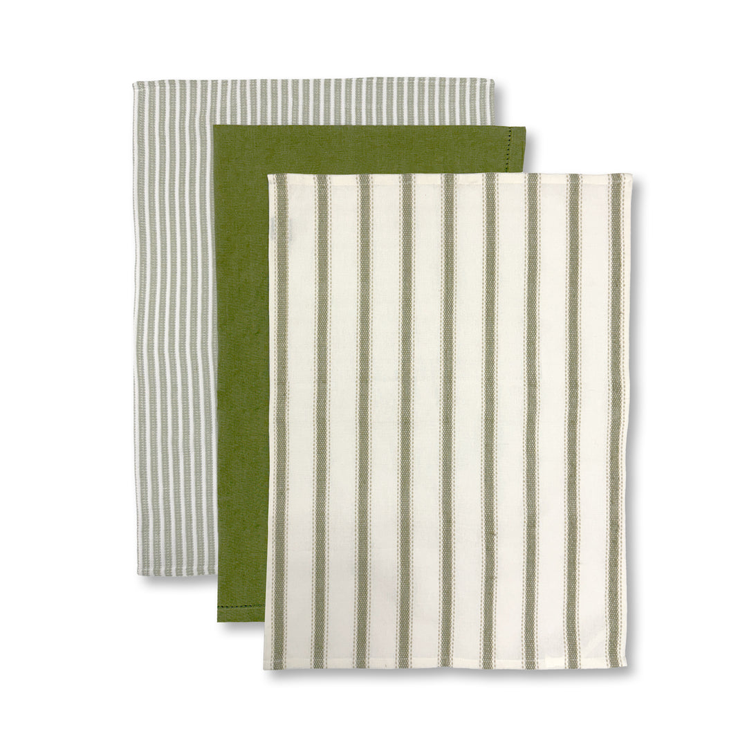 Woven Green Teatowel Pack of 3 - Madras Link