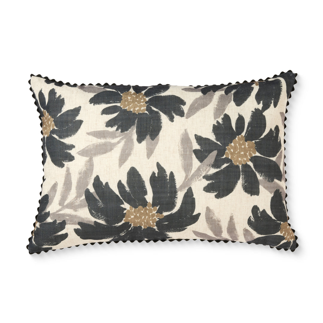 Eve Floral Black/Tan Lumbar Cushion - Madras Link