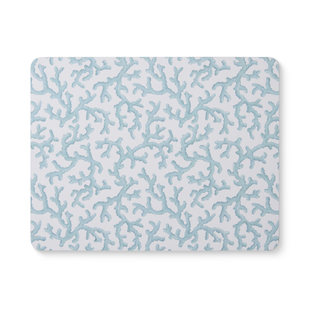 Hayman Coral Blue Rectangle Placemat Set of 4 - Madras Link