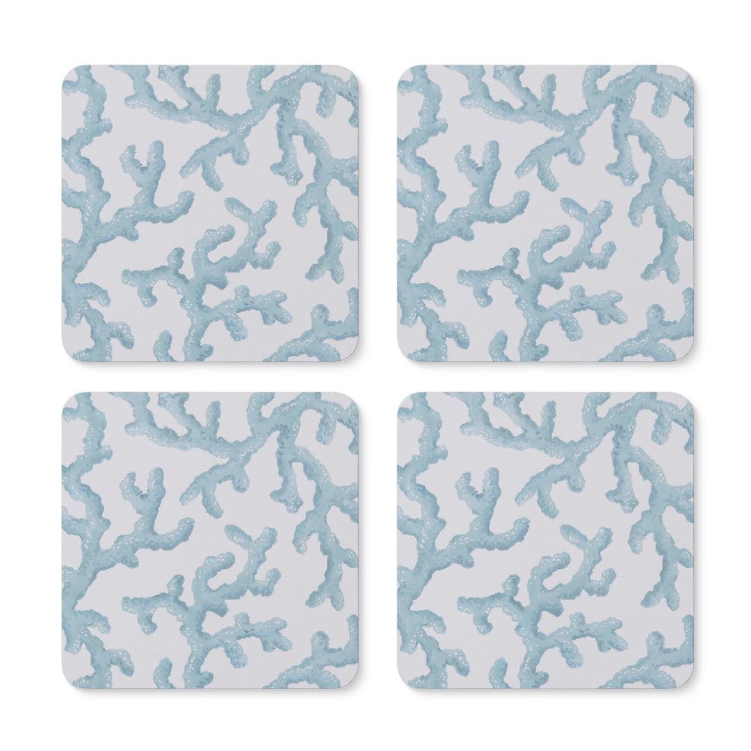 Hayman Coral Blue Square Coaster Set of 4 - Madras Link