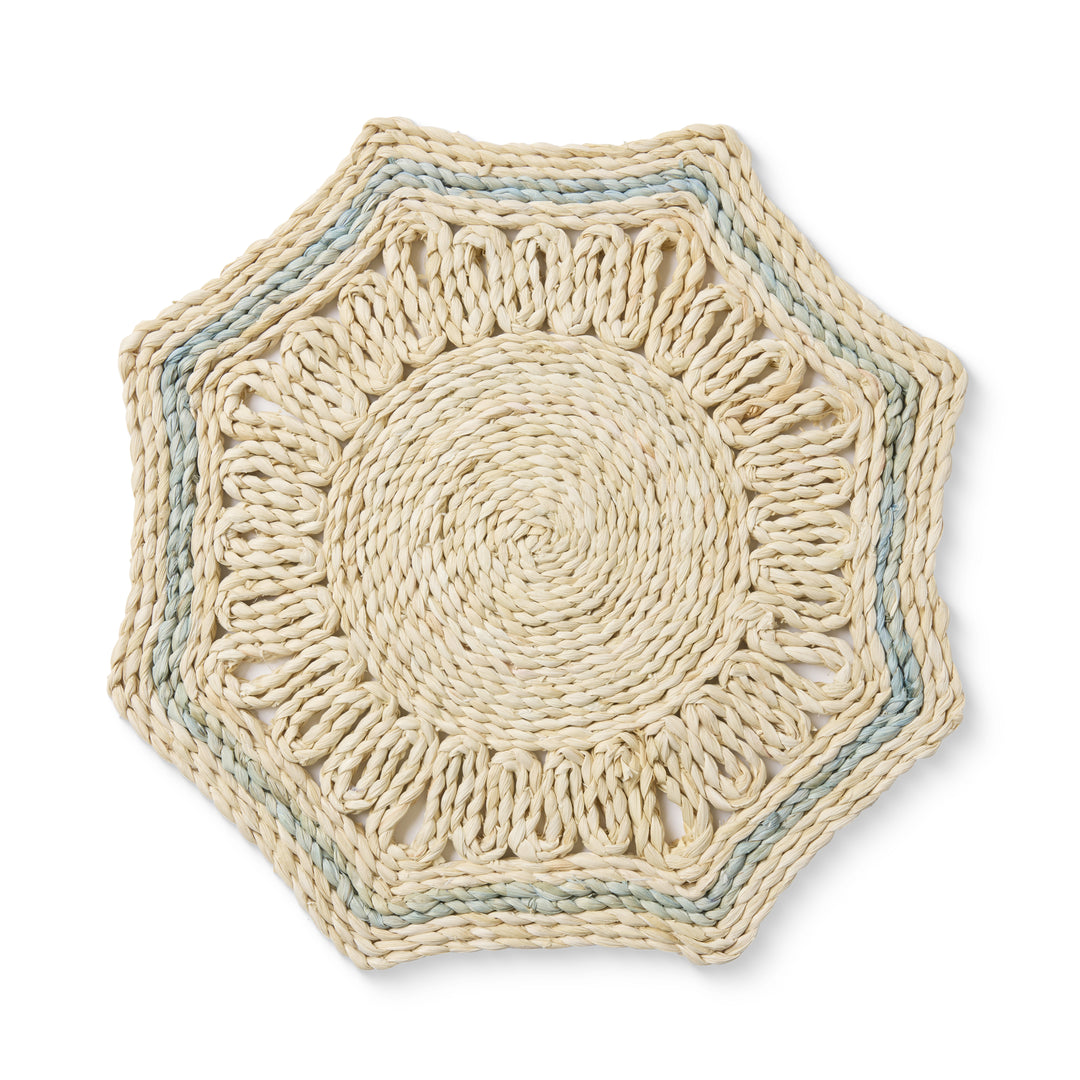 Majorca Natural/Blue Woven Placemat - Madras Link