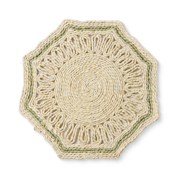 Majorca Natural/Green Woven Placemat - Madras Link