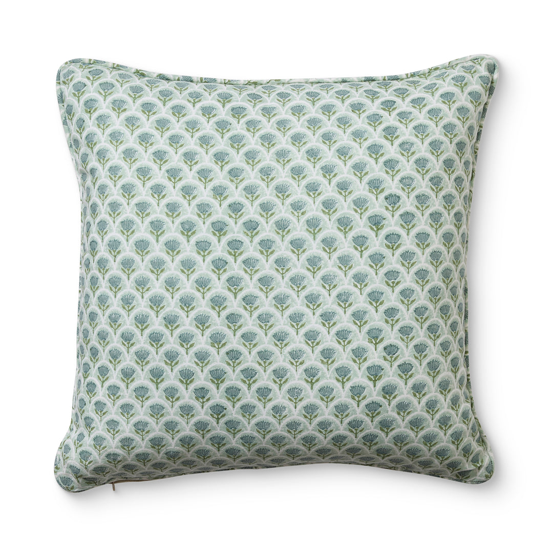 Suri Scallop Seafoam Block Print Cushion - Madras Link