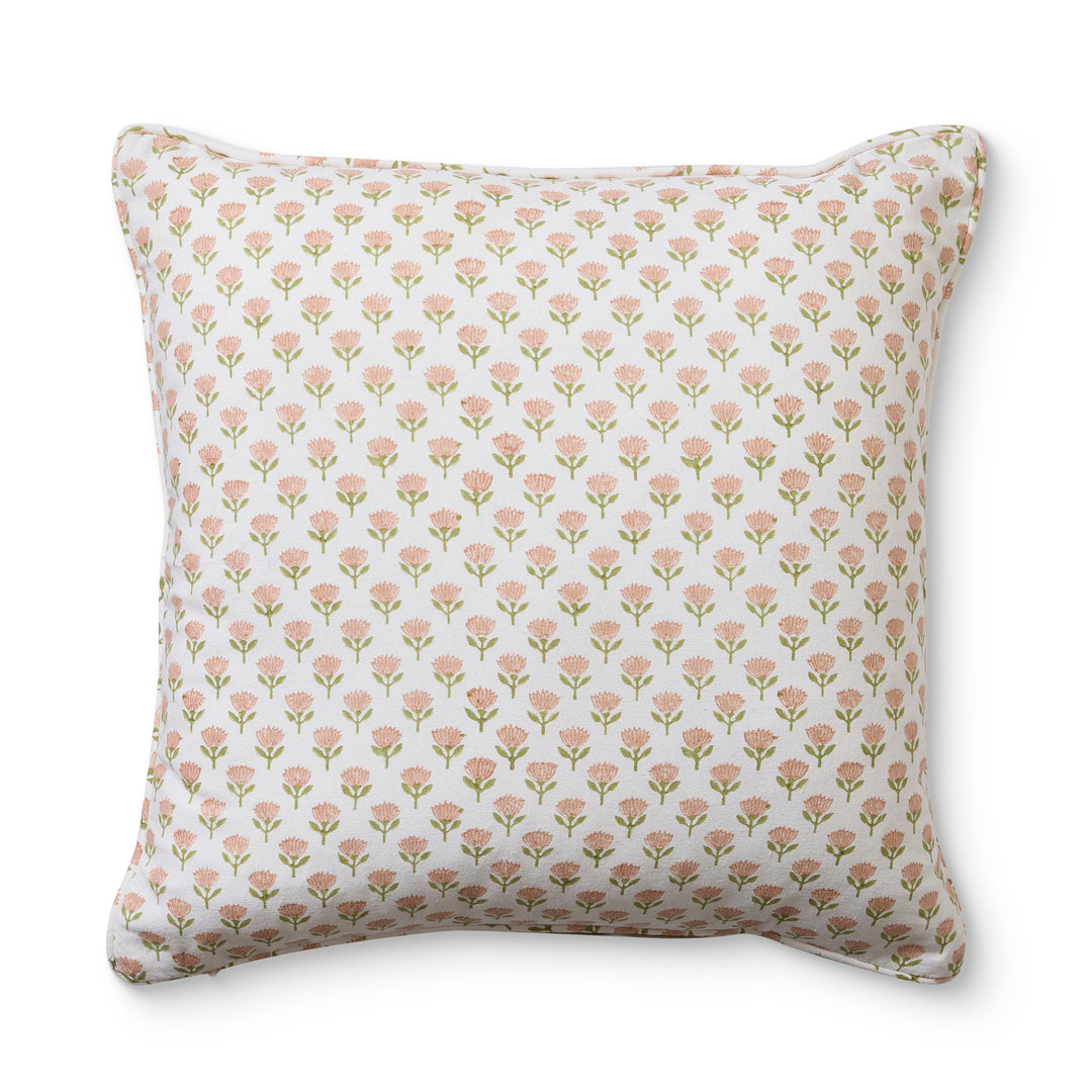 Suri Buti Pink/Green Block Print Cushion - Madras Link
