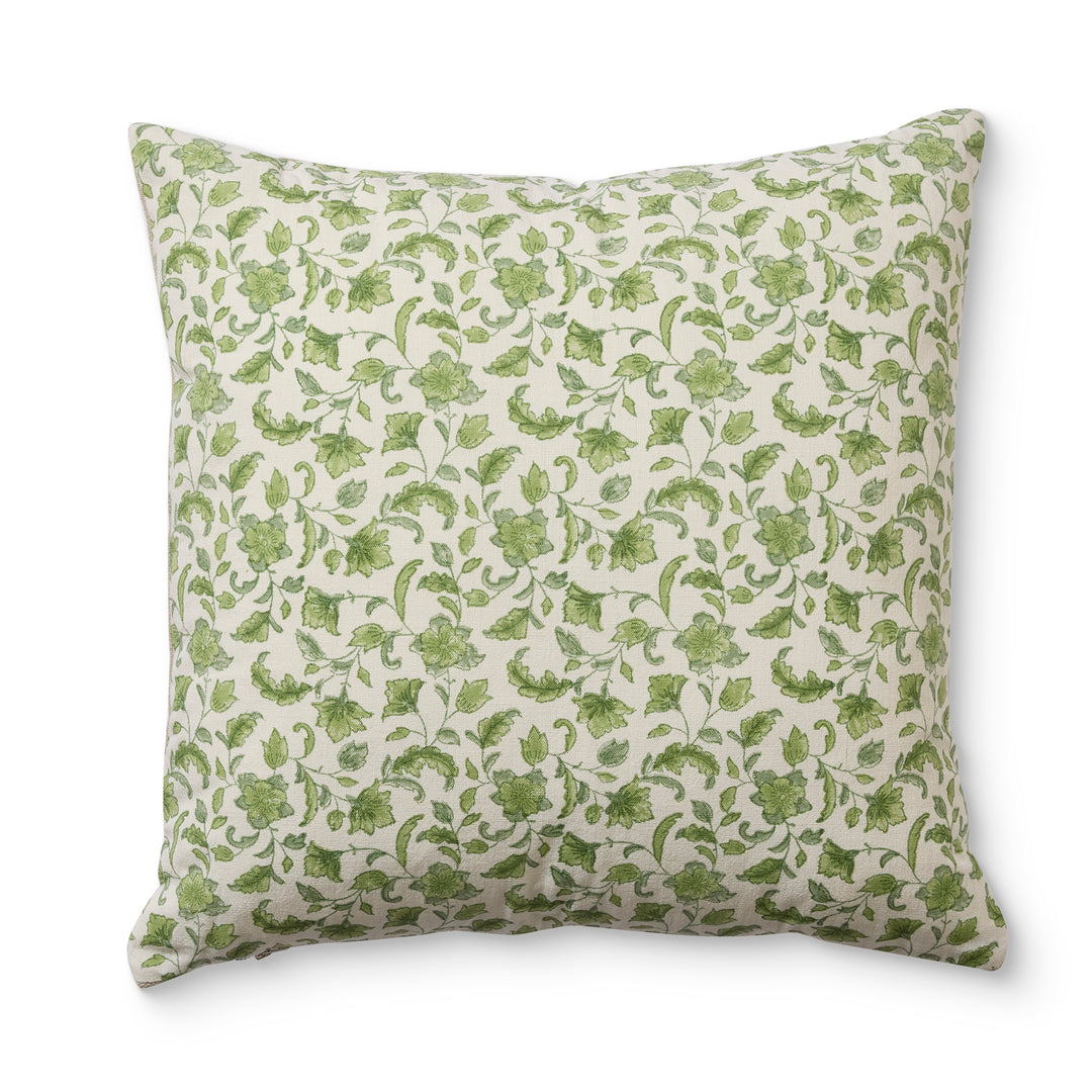 Floriana Green Block Print Cushion - Madras Link