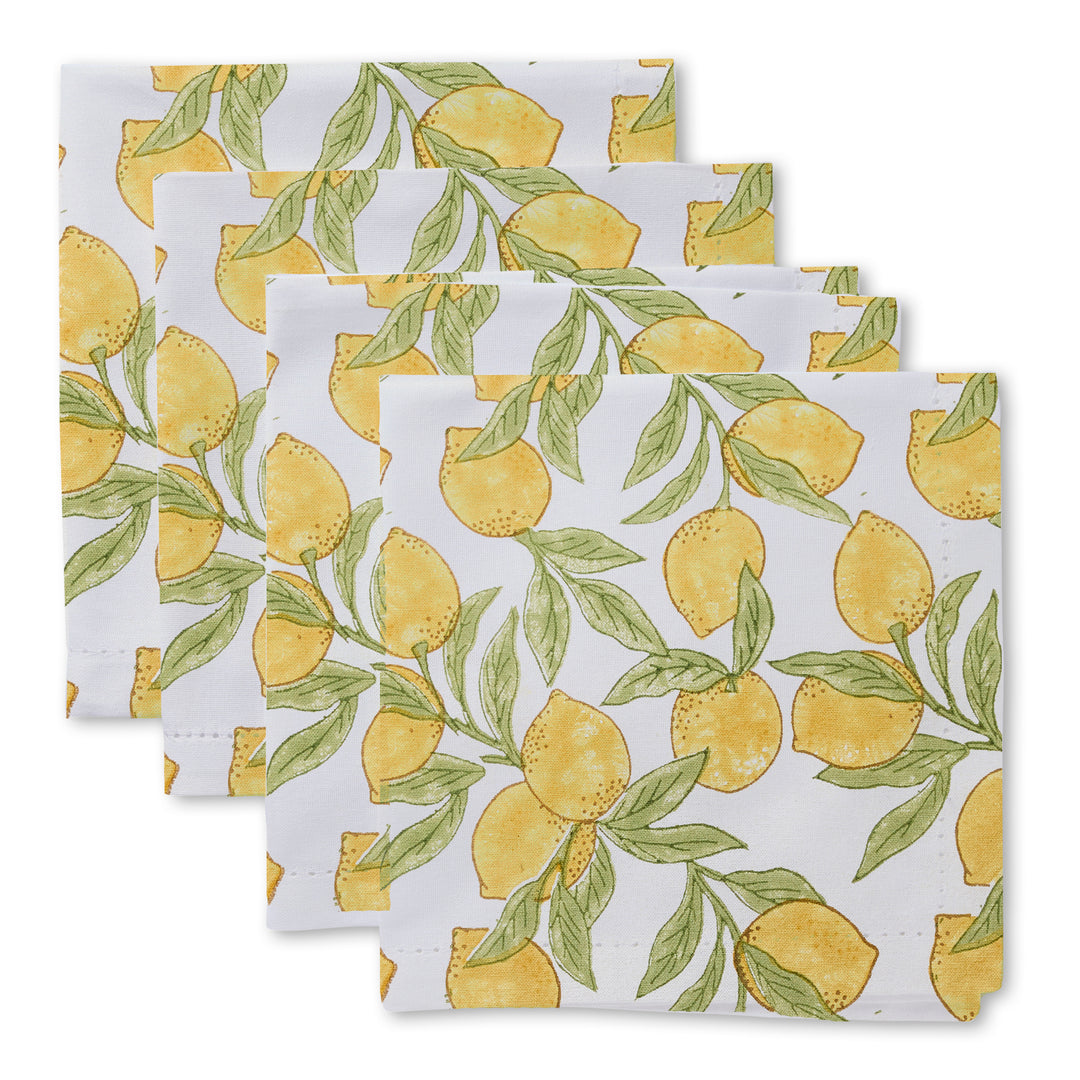 Lemon Block Print Napkin Set of 4 - Madras Link