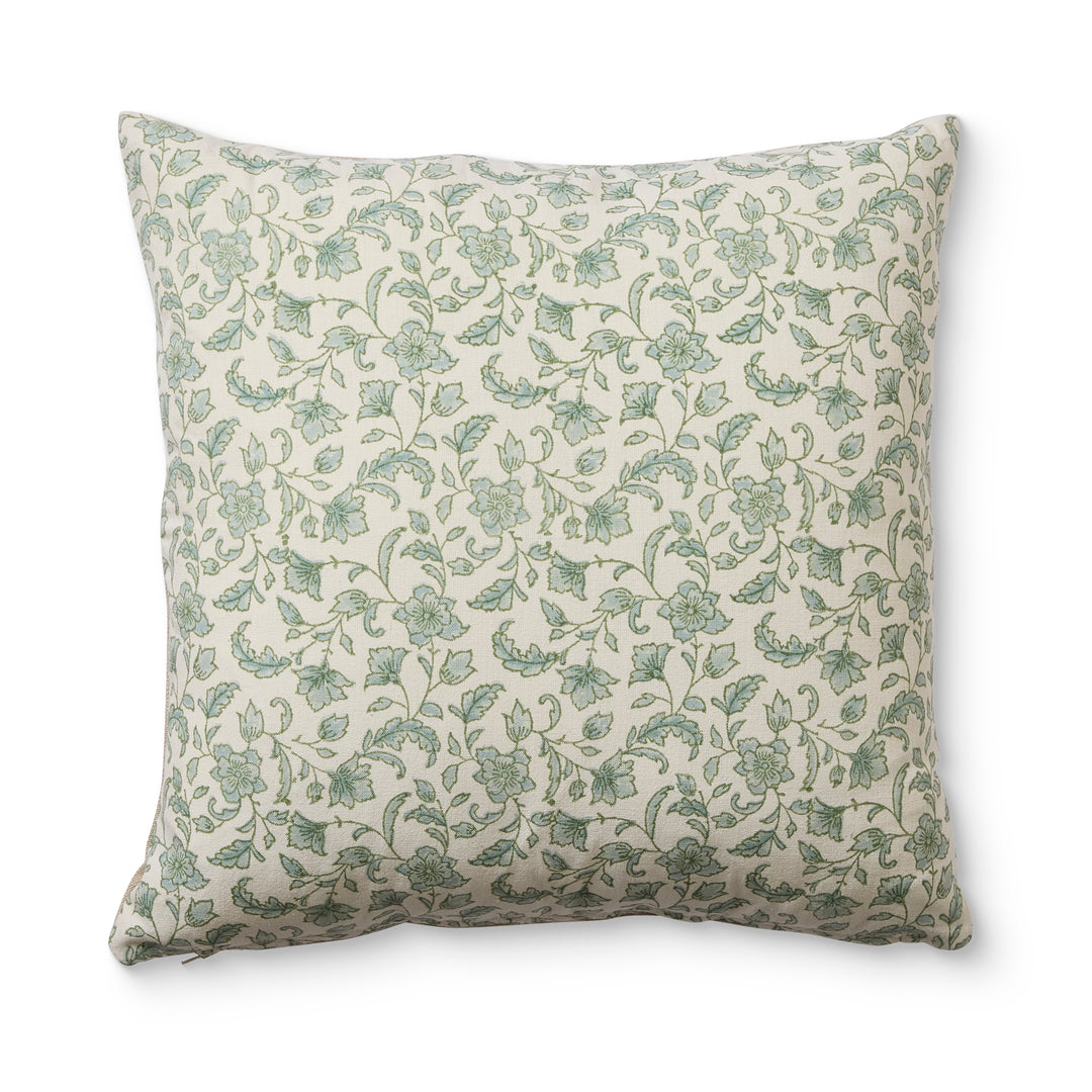 Floriana Seafoam Block Print Cushion - Madras Link