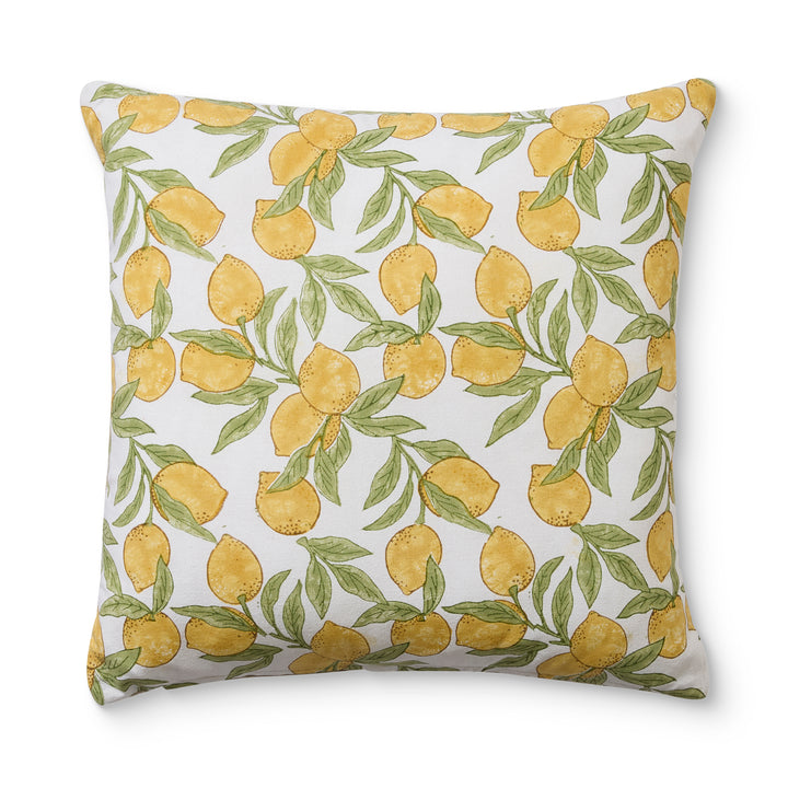 Lemon Block Print Cushion - Madras Link