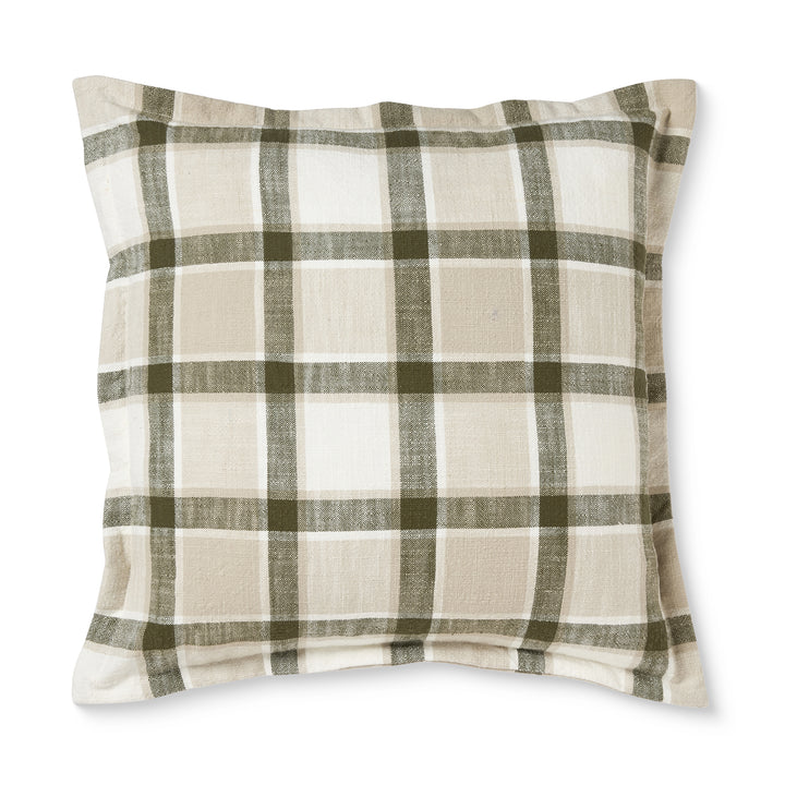 Keaton Green Slub Check Cushion - Madras Link