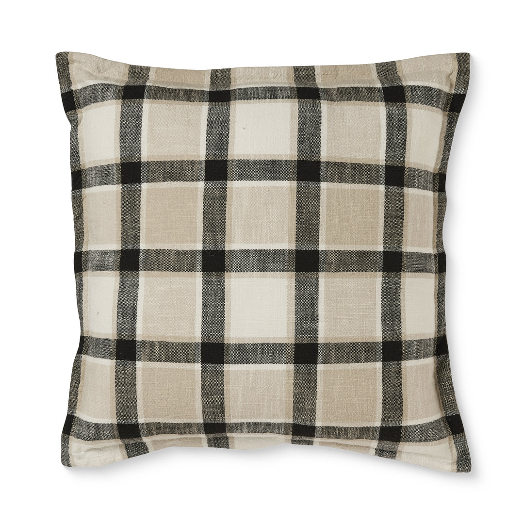 Keaton Black Slub Check Cushion - Madras Link