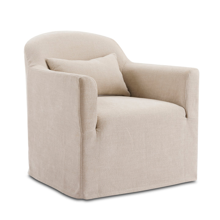 Beau Swivel Armchair Natural Slip Cover - Madras Link
