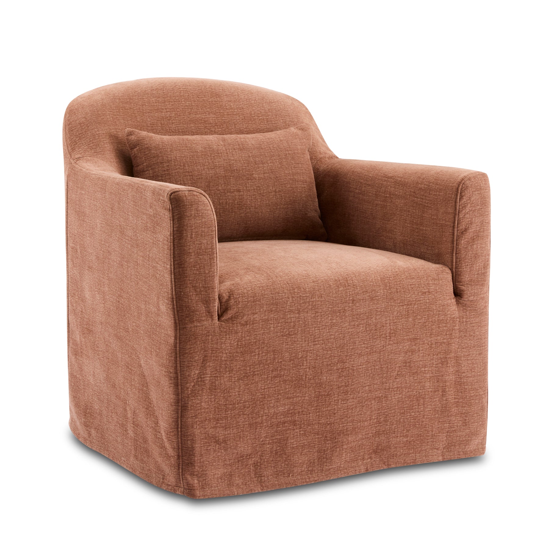 Beau Swivel Armchair Rust Slip Cover | Madras Link