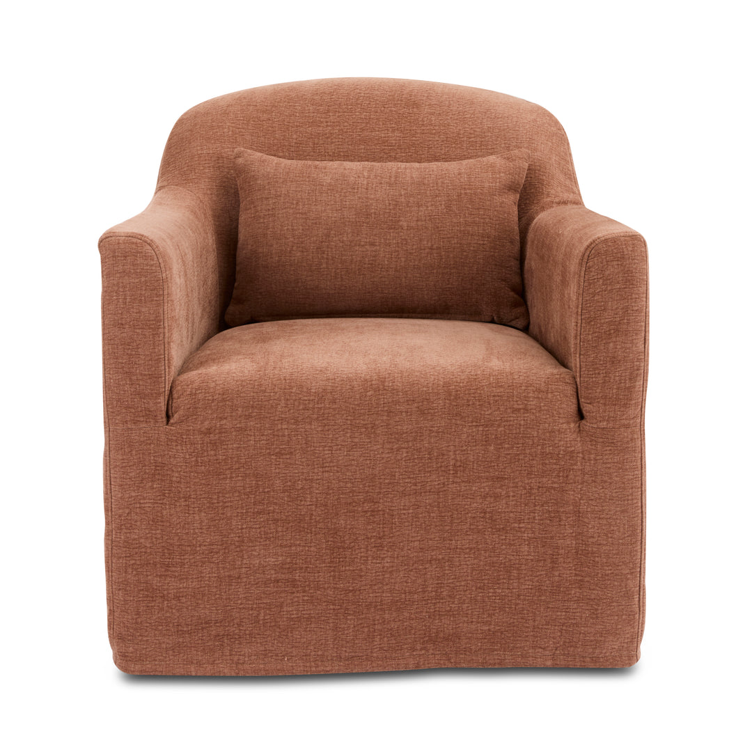 Beau Swivel Armchair Rust Slip Cover - Madras Link