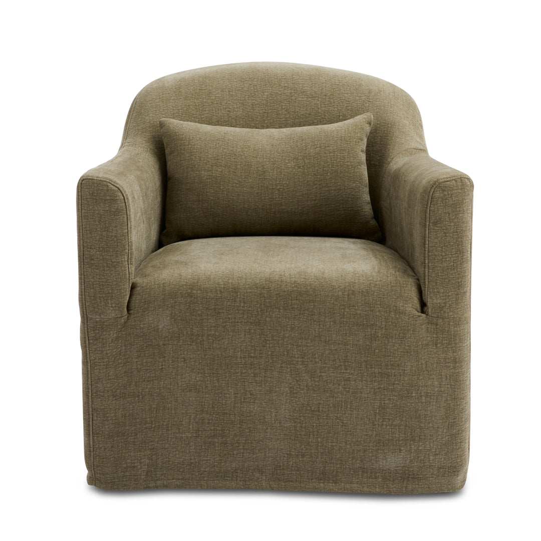Beau Swivel Armchair Sage Slip Cover - Madras Link