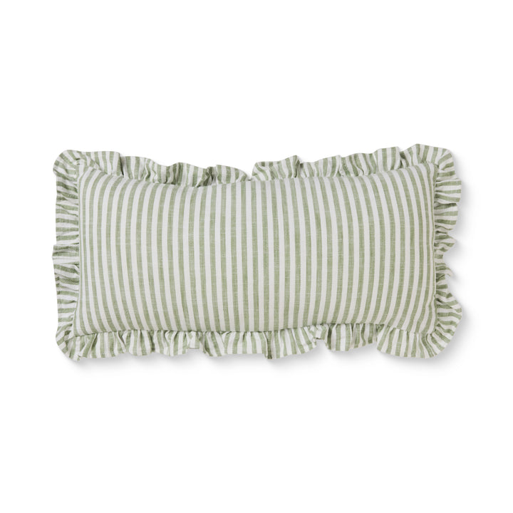 Ruffles Green Lumbar Cushion - Madras Link