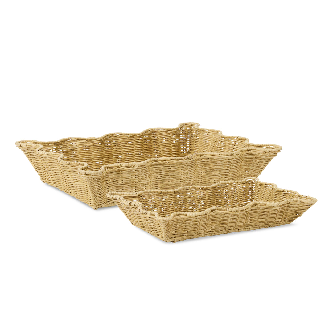 Clovelly Rattan Wavy Tray Set Of 2 - Madras Link
