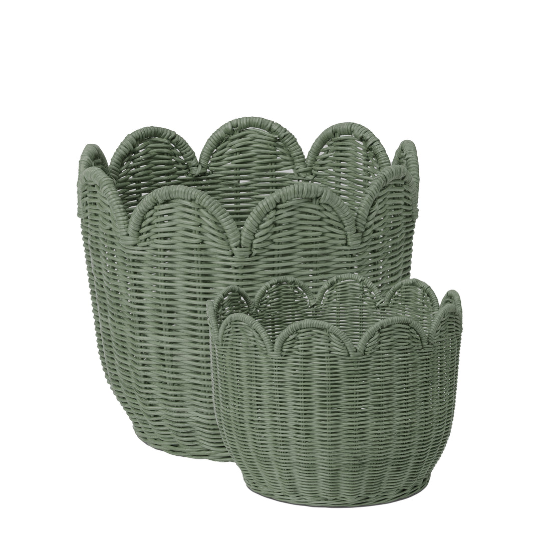 Mali Green Rattan Basket Set of 2 - Madras Link