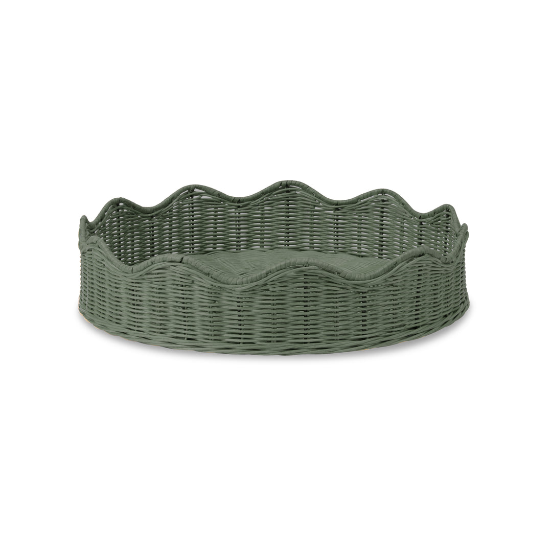 Mali Green Wavy Round Tray - Madras Link