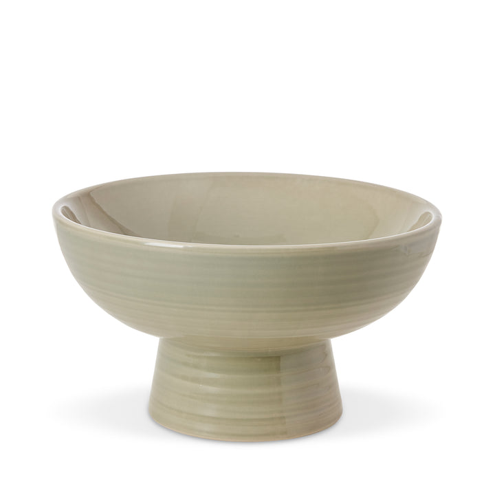 Ceramic Sage Green Pedestal Bowl - Madras Link