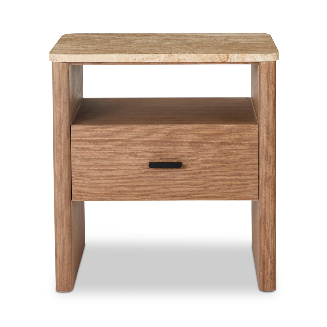 Oscar Travertine Look Bedside Table - Madras Link