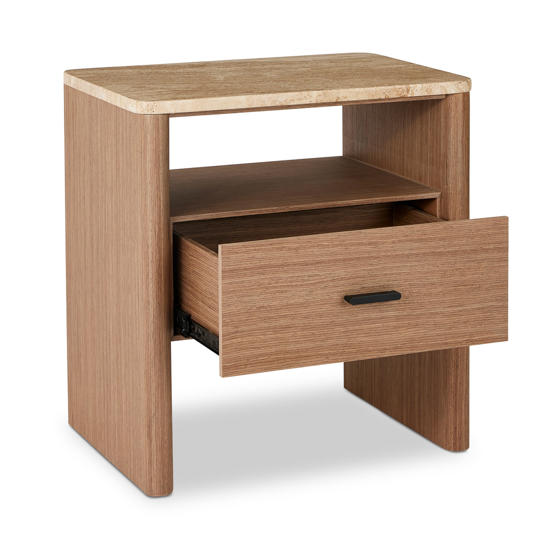Oscar Travertine Look Bedside Table - Madras Link