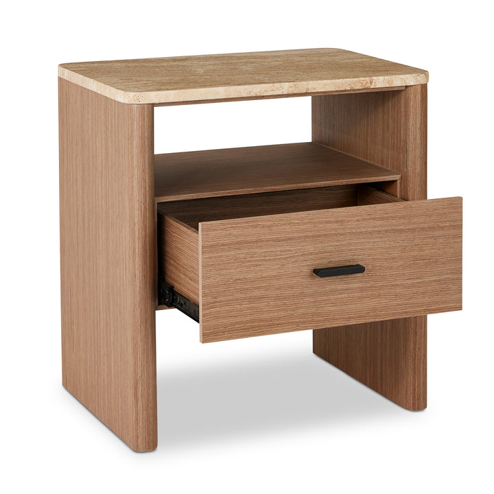 Oscar Travertine Look Bedside Table - Madras Link