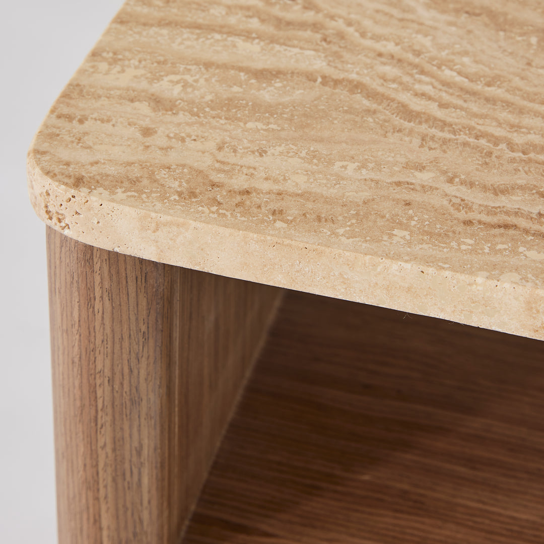 Oscar Travertine Look Bedside Table - Madras Link